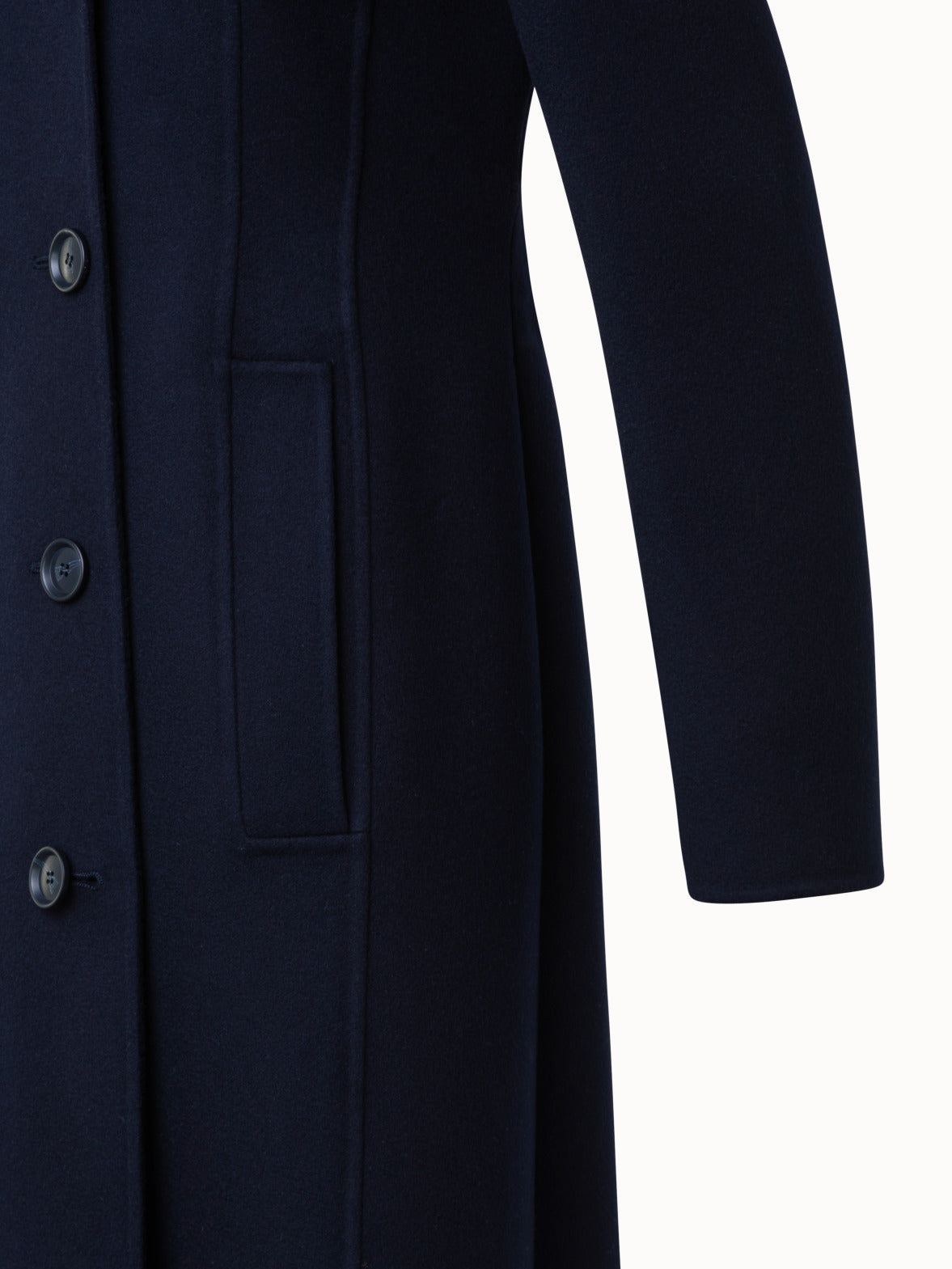 Long Single Breasted Coat in Cashmere Double-Face - blue - navy