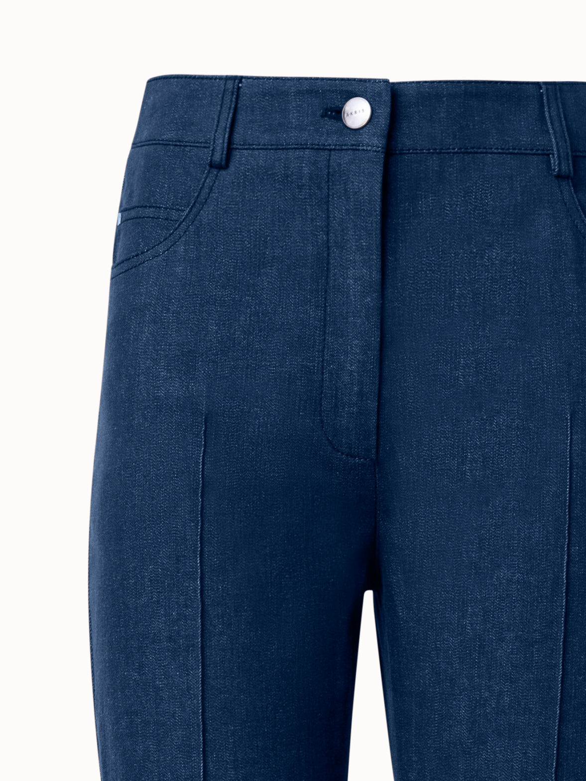 Cotton Stretch Denim Bootcut Pants - blue