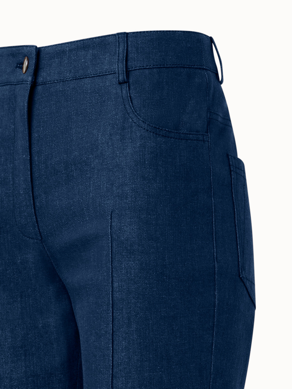 Cotton Stretch Denim Bootcut Pants - blue
