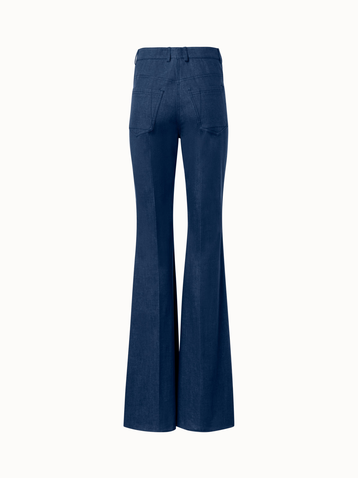 Cotton Stretch Denim Bootcut Pants - blue