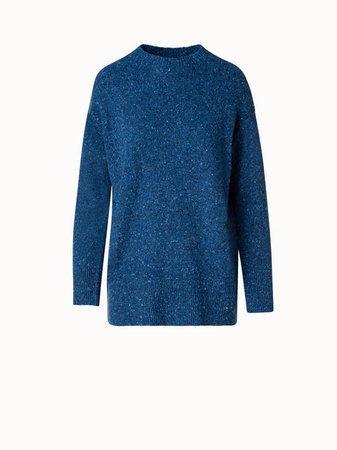 Langer Kaschmir-Tweed-Pullover