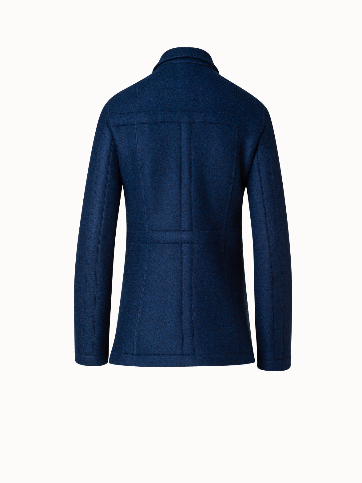 Tailored Jacket in 100% Cashmere with Stand Up Collar - blue - navy