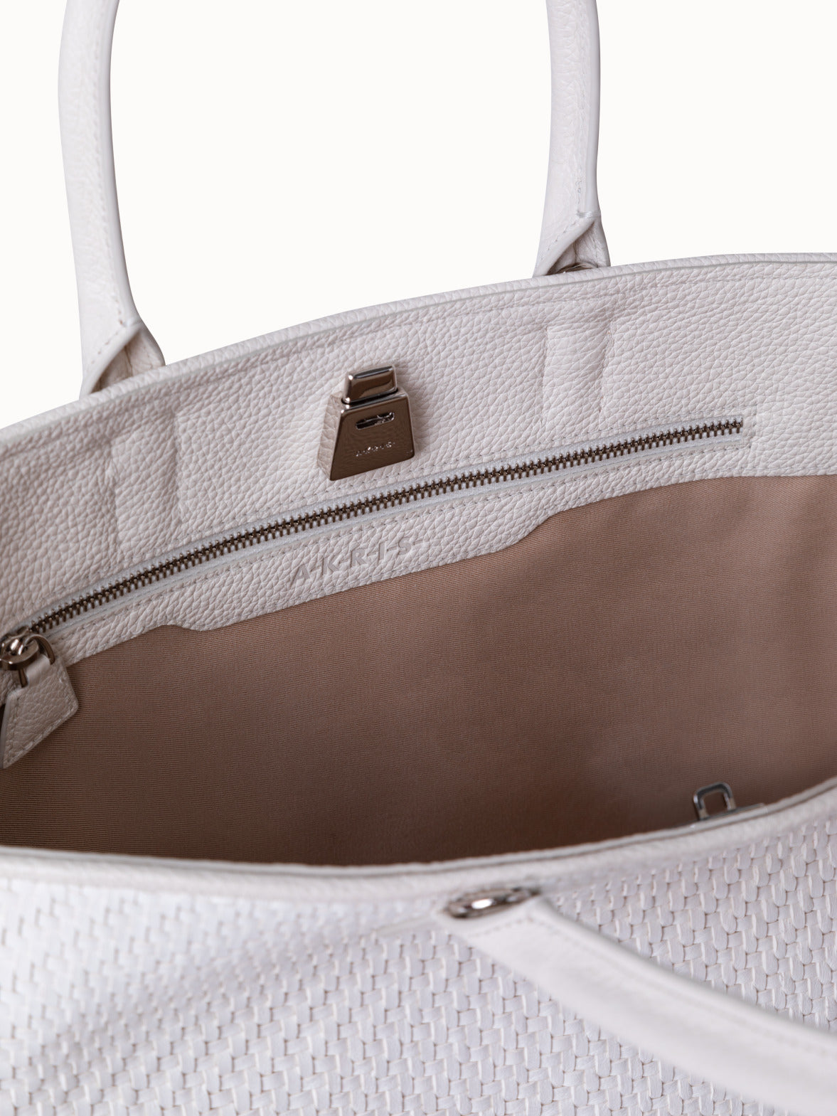Small Ai Shoulder Bag with Superimposition Print - ecru