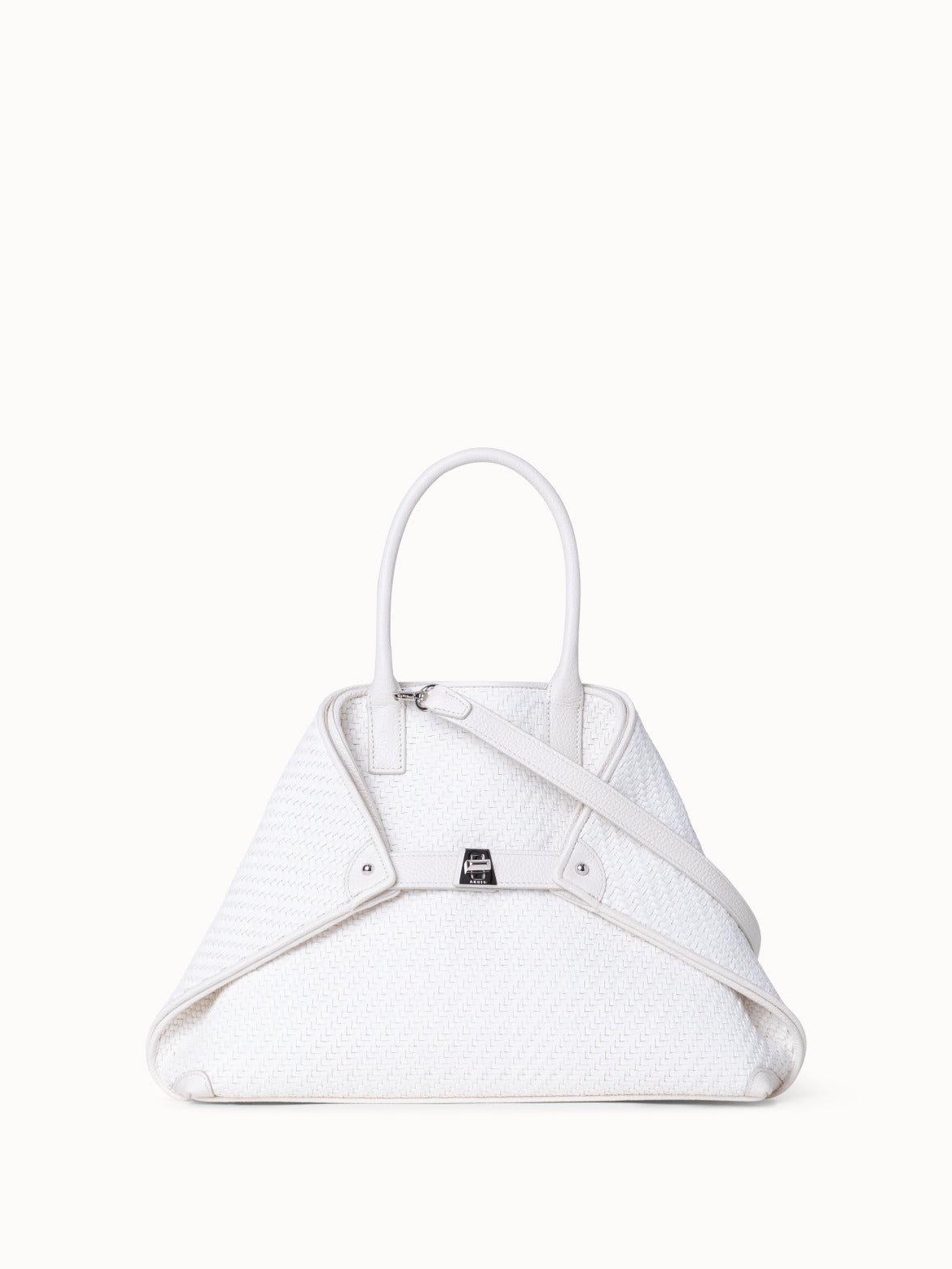 Small Ai Shoulder Bag with Superimposition Print - ecru