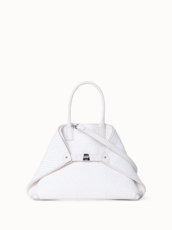 Small Ai Shoulder Bag with Superimposition Print - ecru