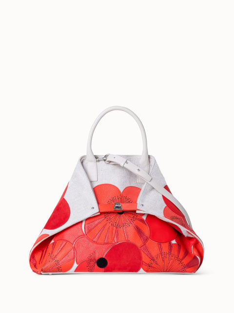 Medium Ai Messenger Bag in Canvas mit Poppies patchwork