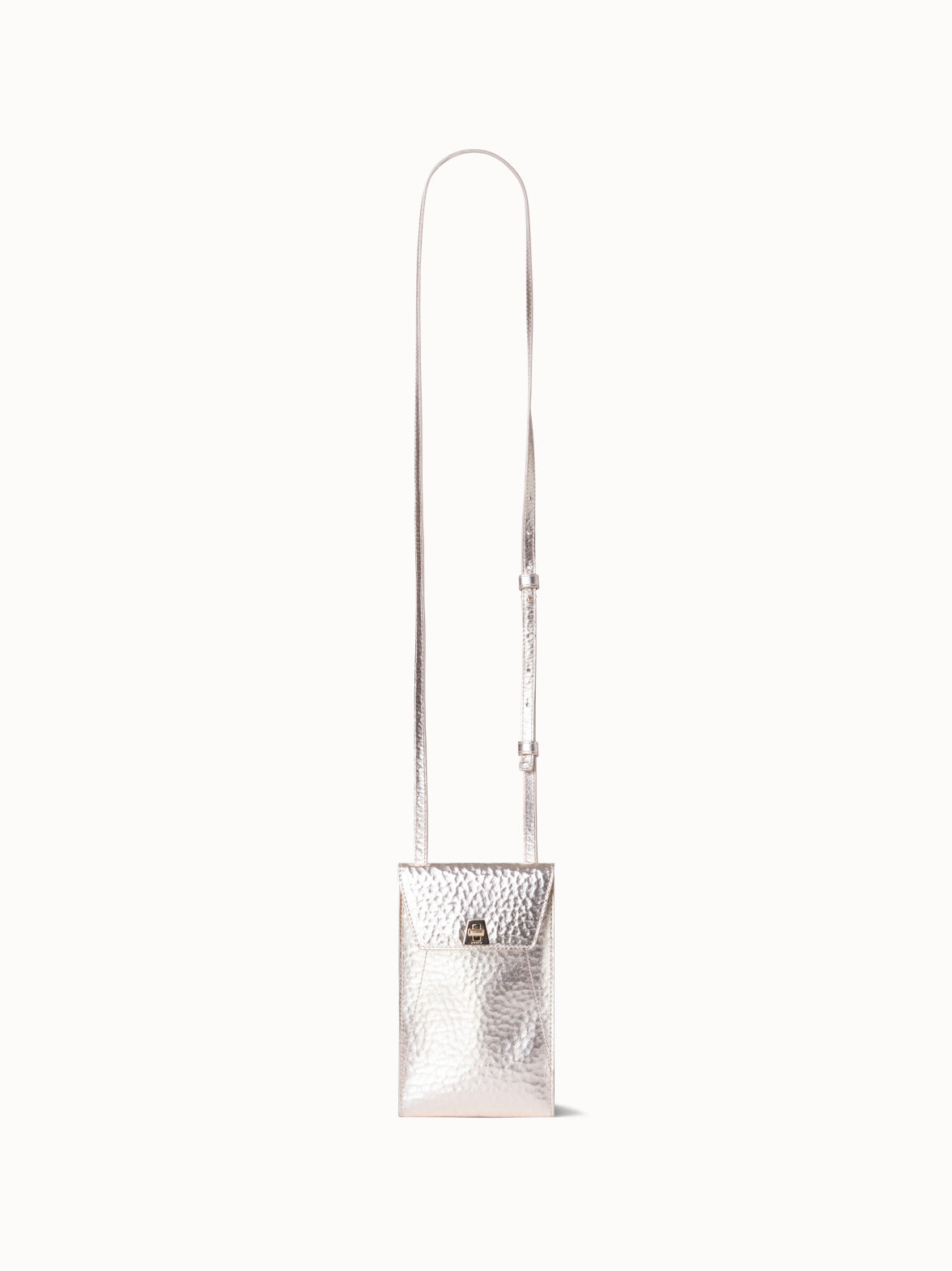 Anouk Phone Pouch in Hammered Leather - silver