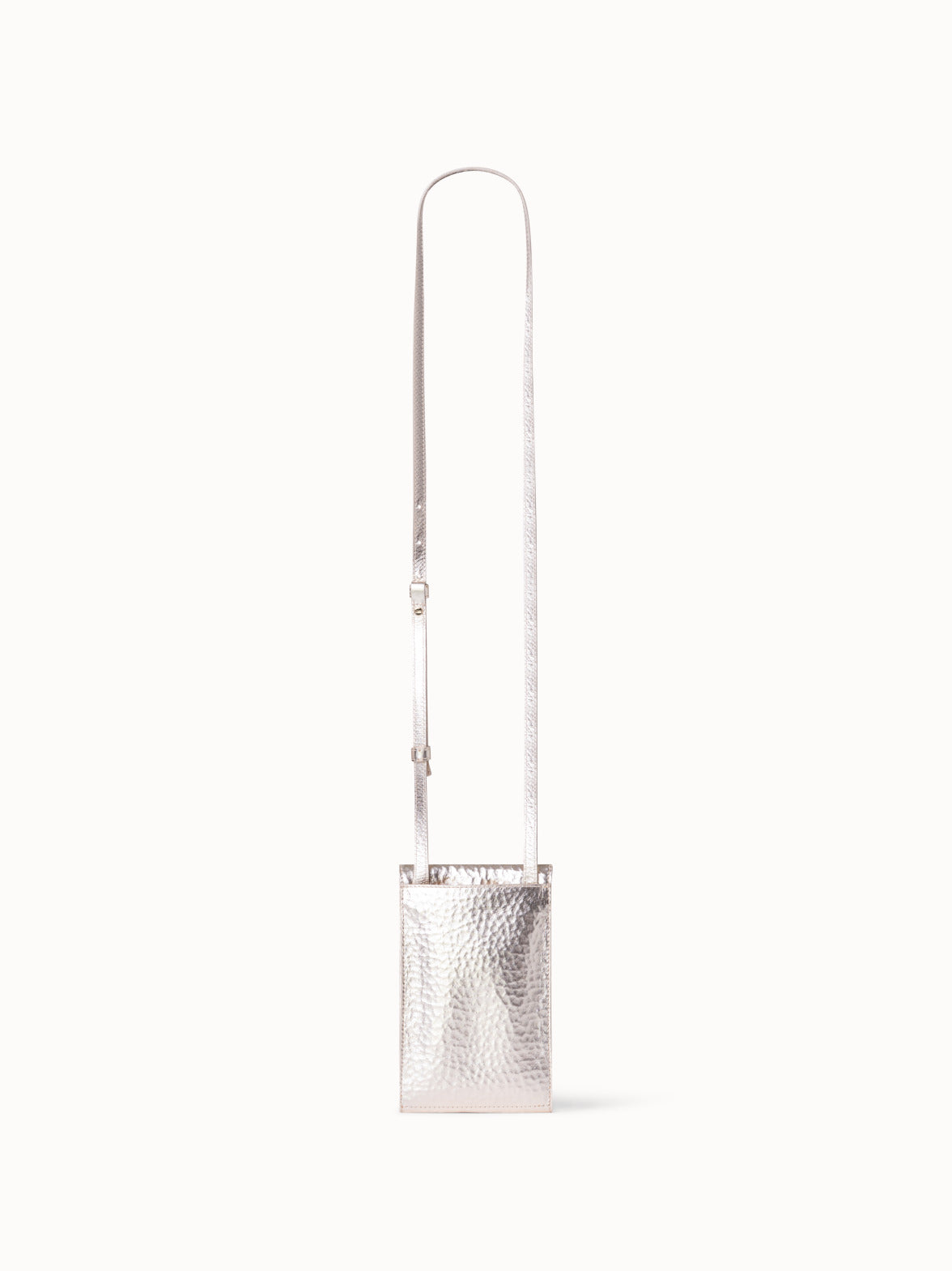 Anouk Phone Pouch in Hammered Leather - silver