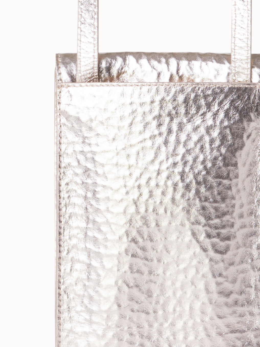 Anouk Phone Pouch in Hammered Leather - silver