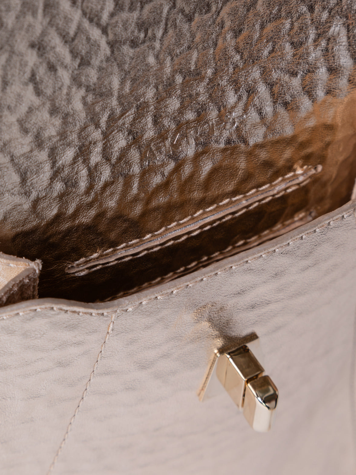 Anouk Phone Pouch in Hammered Leather - silver