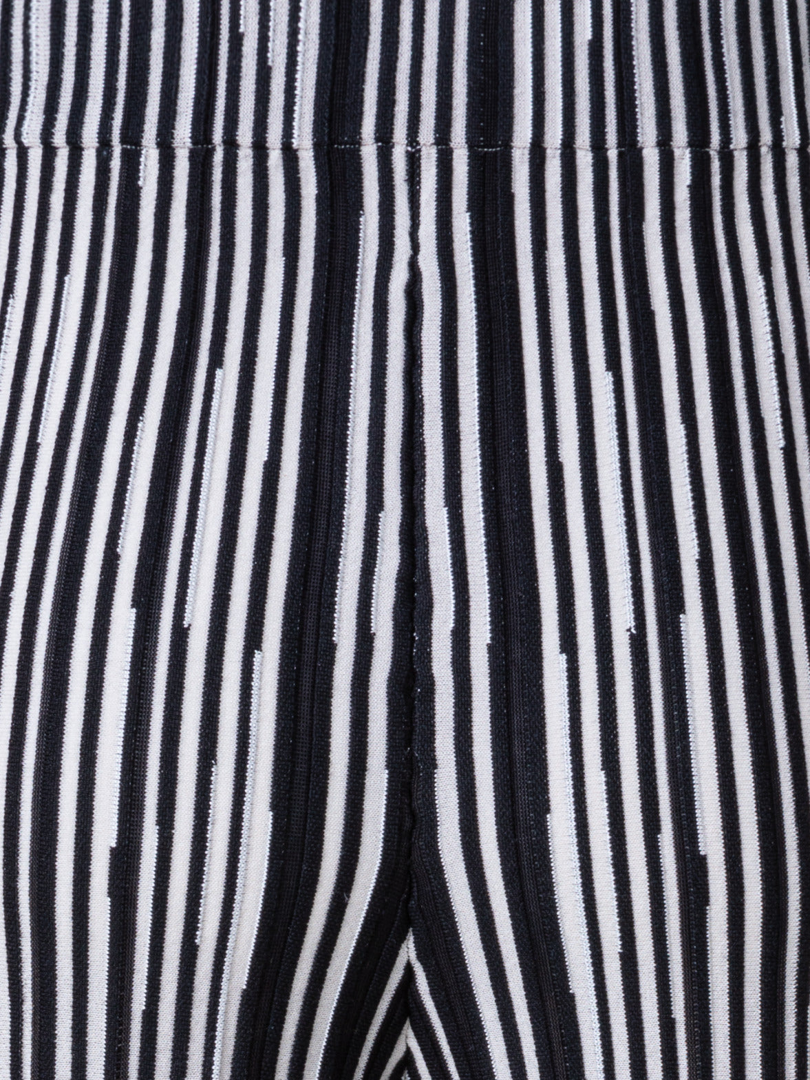 Wide Knit Pants with Asagao Stripes Jacquard in Silk Wool Blend - multicolor - black