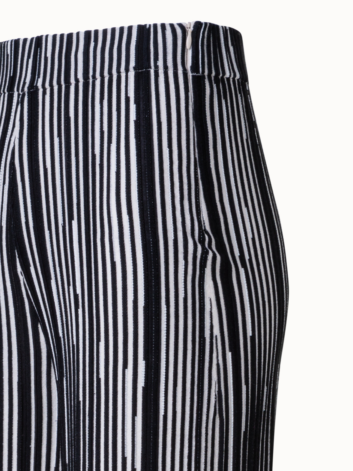 Wide Knit Pants with Asagao Stripes Jacquard in Silk Wool Blend - multicolor - black