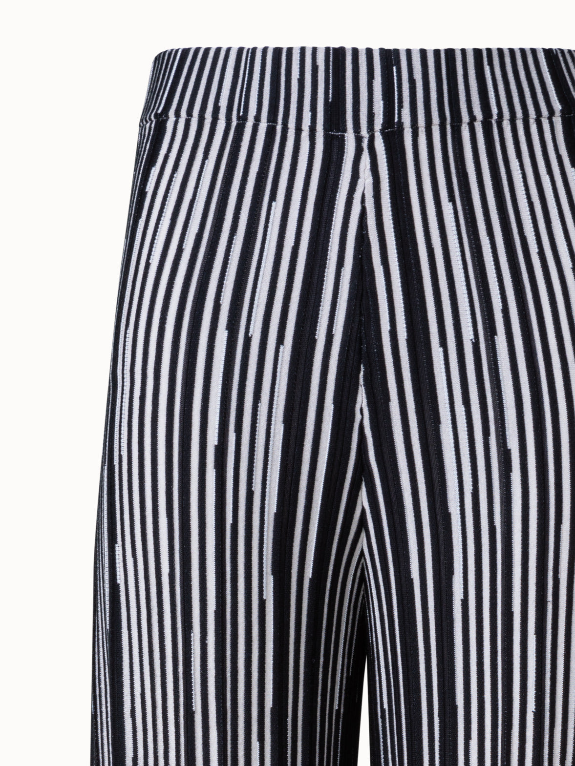 Wide Knit Pants with Asagao Stripes Jacquard in Silk Wool Blend - multicolor - black