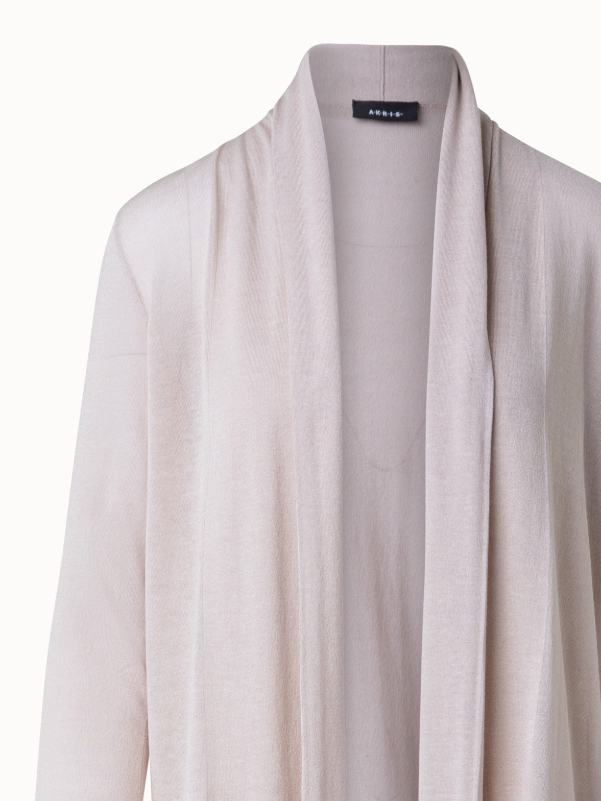 Semi-Sheer Long Cardigan in Silk Cotton Blend - beige - grey