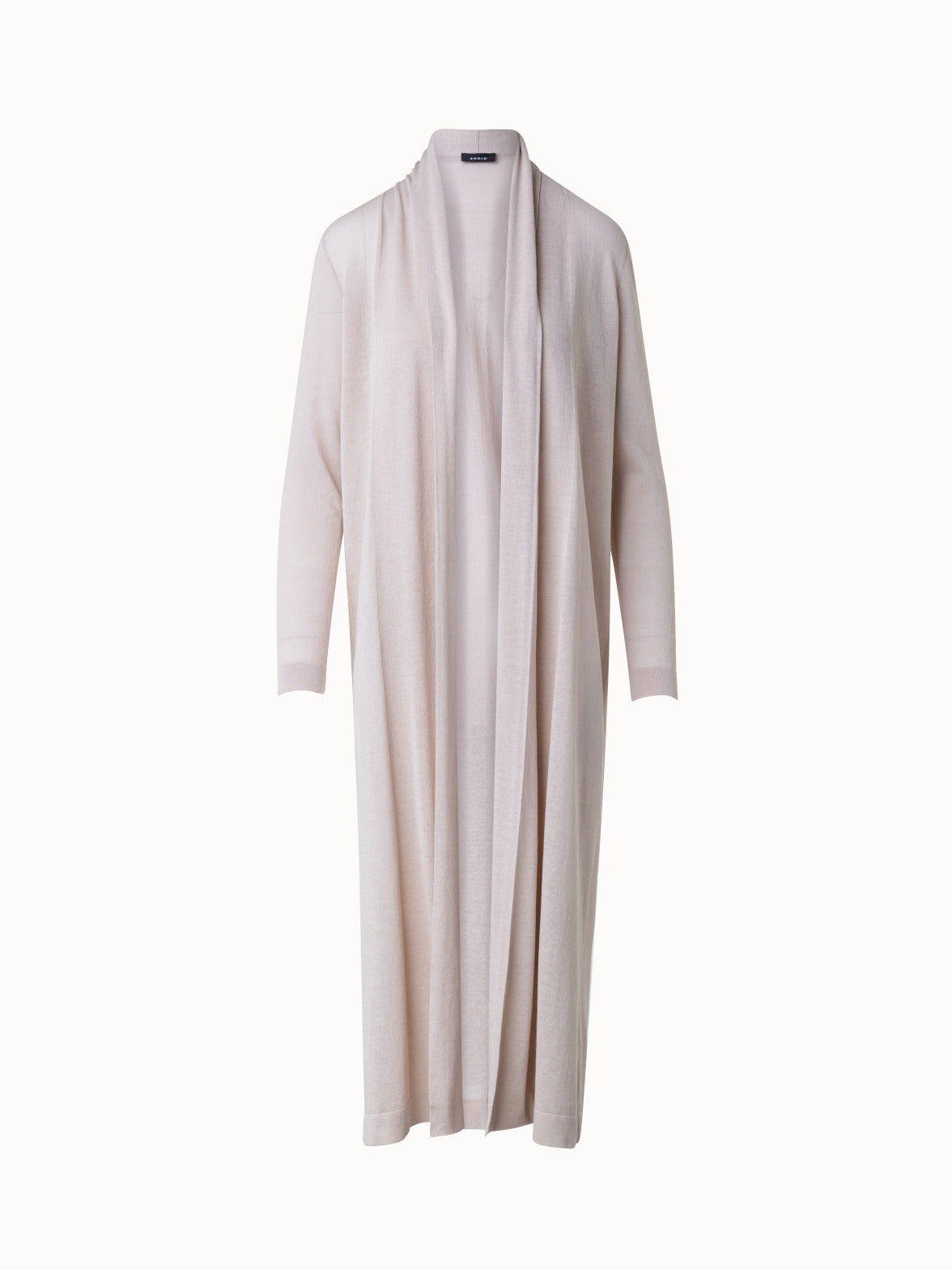 Semi-Sheer Long Cardigan in Silk Cotton Blend - beige - grey