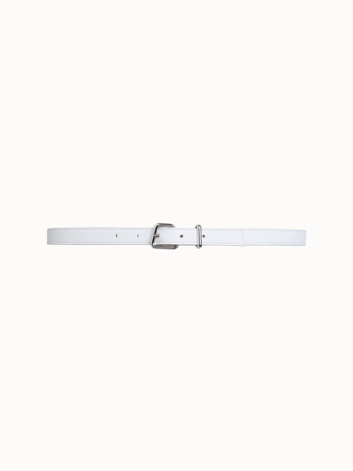 Thin Leather Trapezoid Buckle Belt - ecru