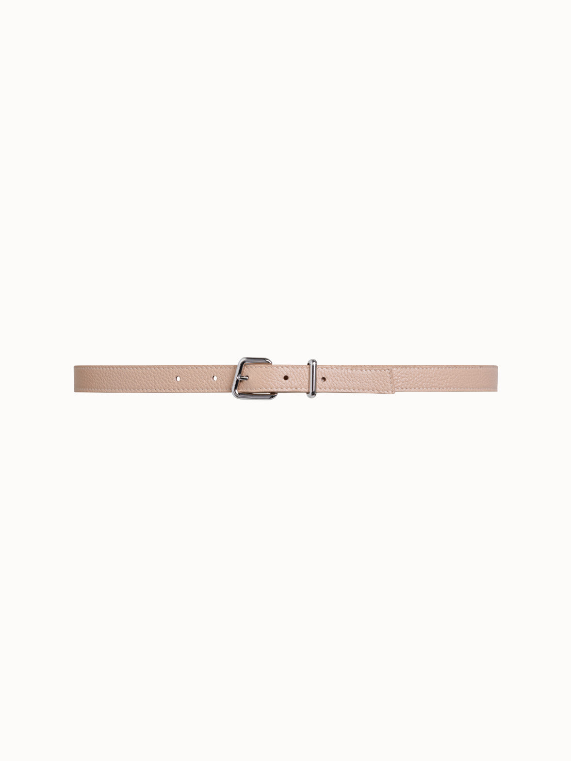Thin Leather Trapezoid Buckle Belt - beige