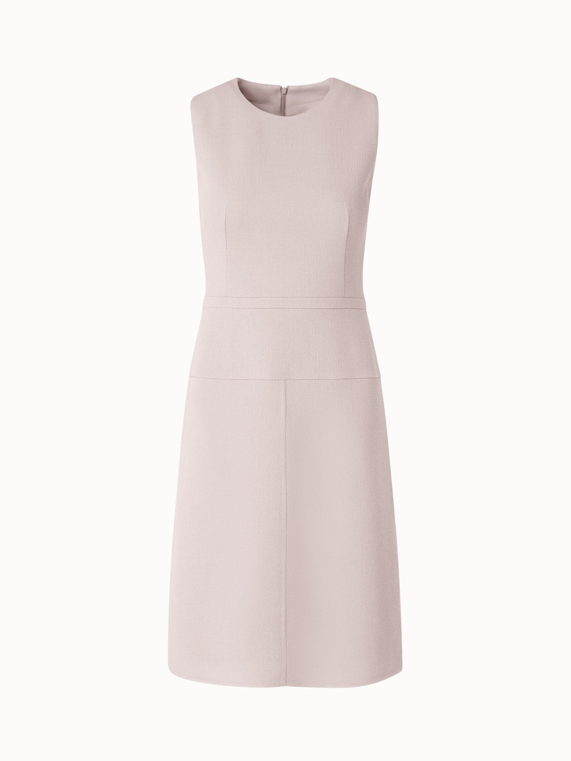 Wool Crêpe Double-Face Sheath Dress with A-Line Skirt - beige