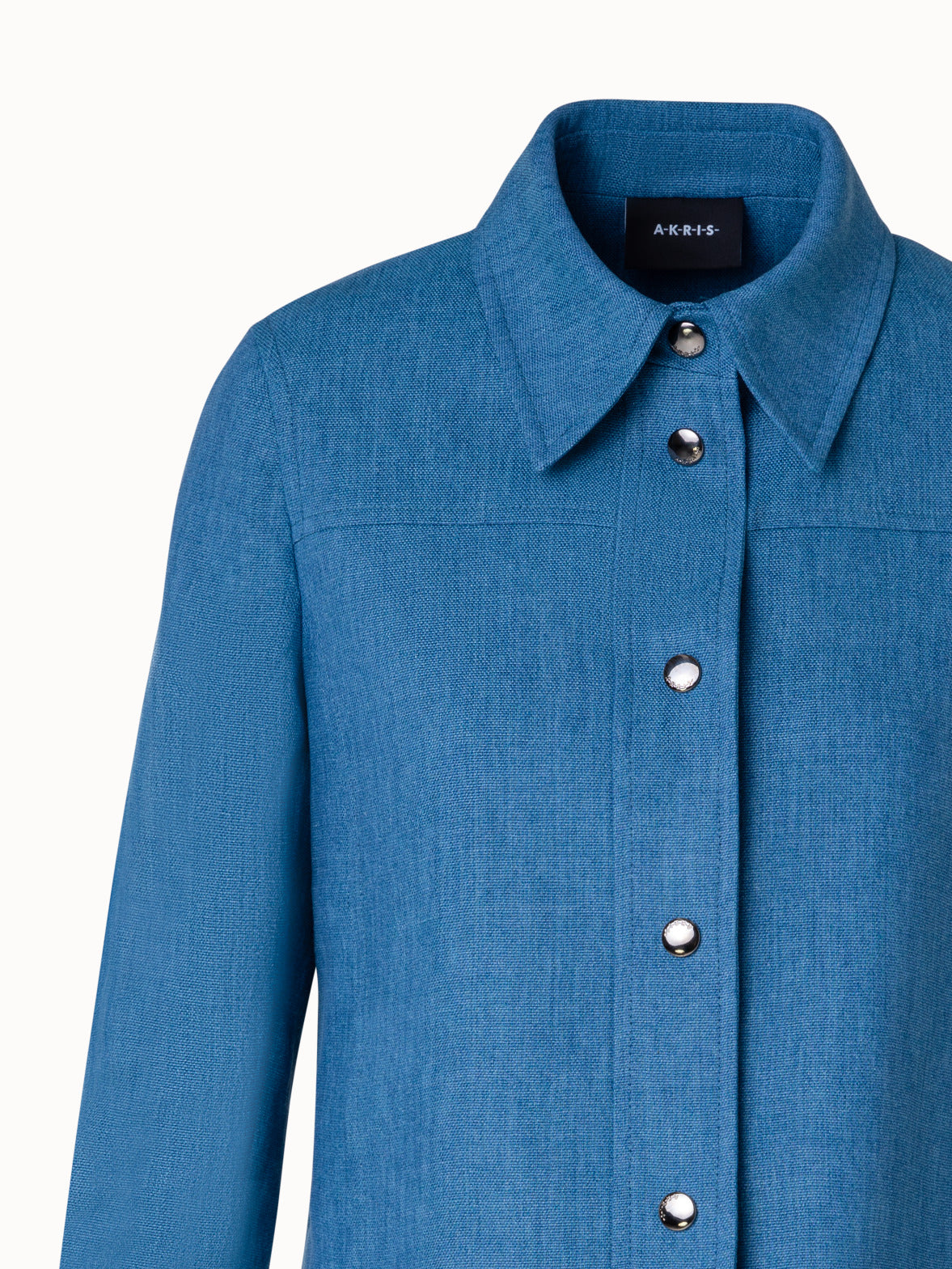 Linen Gabardine Shirt Jacket - blue