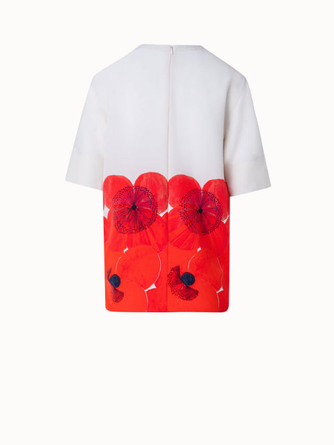 T-Shirt-Bluse aus Seide mit Poppy Druck