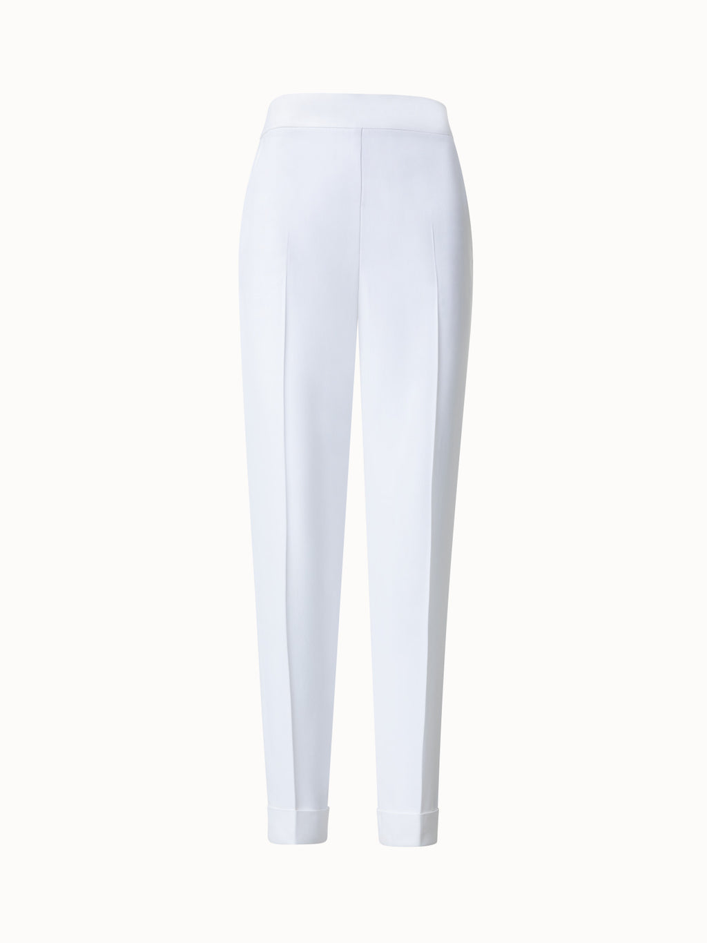 Tapered Viscose Acetate Crepe Pants - Weiss - Ecru