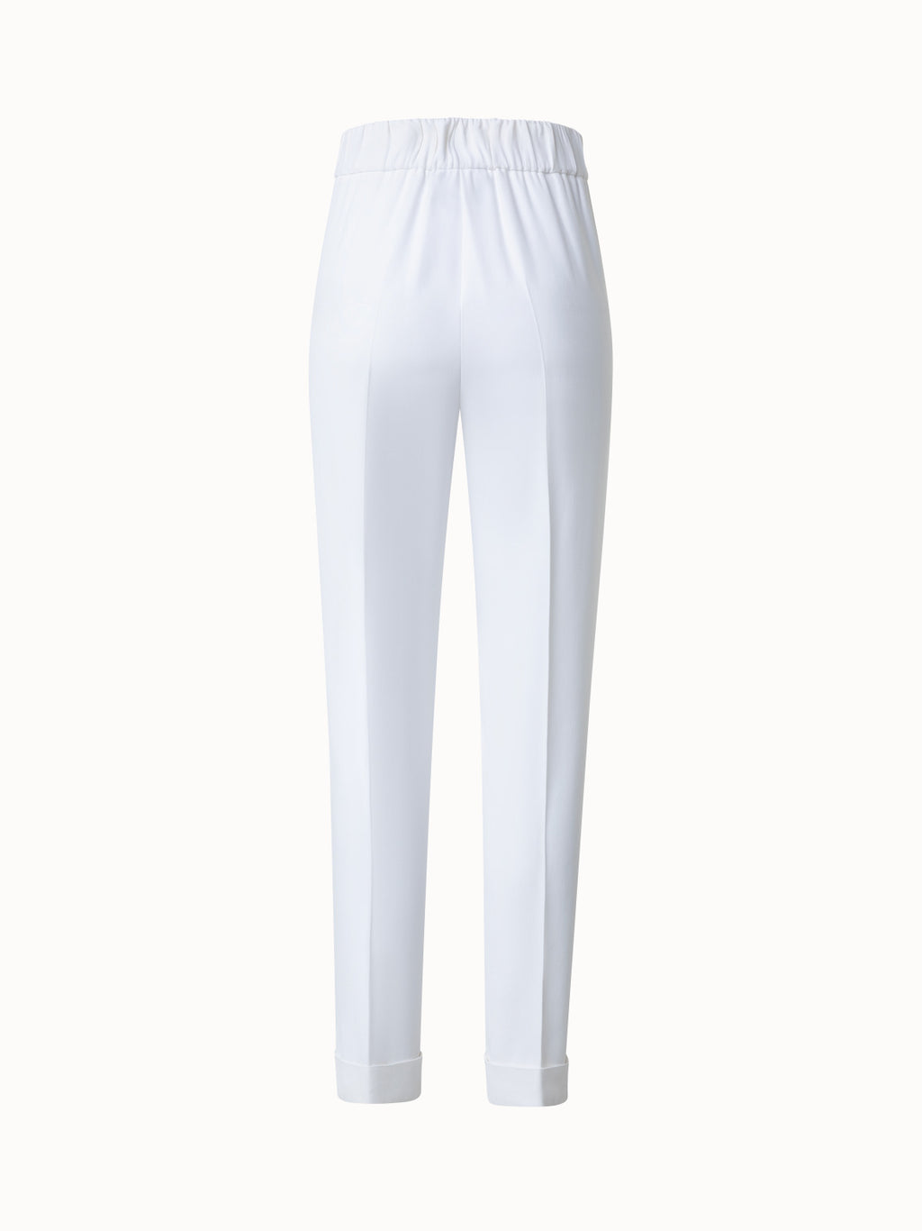Tapered Viscose Acetate Crepe Pants - Weiss - Ecru