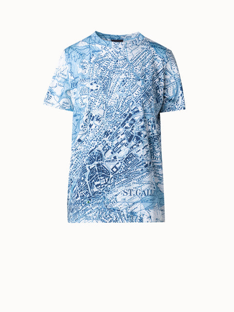 Baumwoll-T-Shirt mit St. Gallen Map Druck