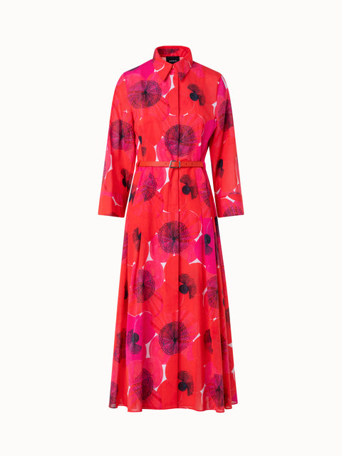 Midi-Blusenkleid aus Baumwolle mit Poppy Druck