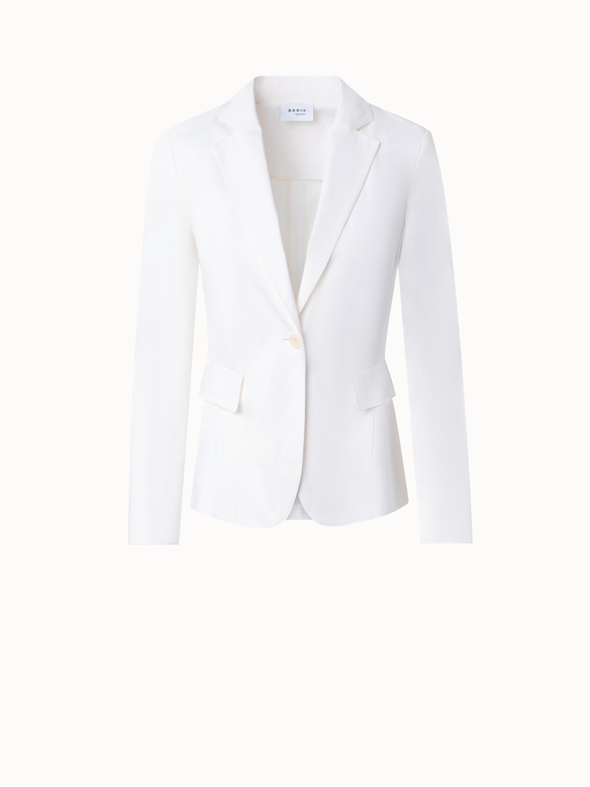 Cotton Stretch Jacket with Lapel Collar - white - ecru