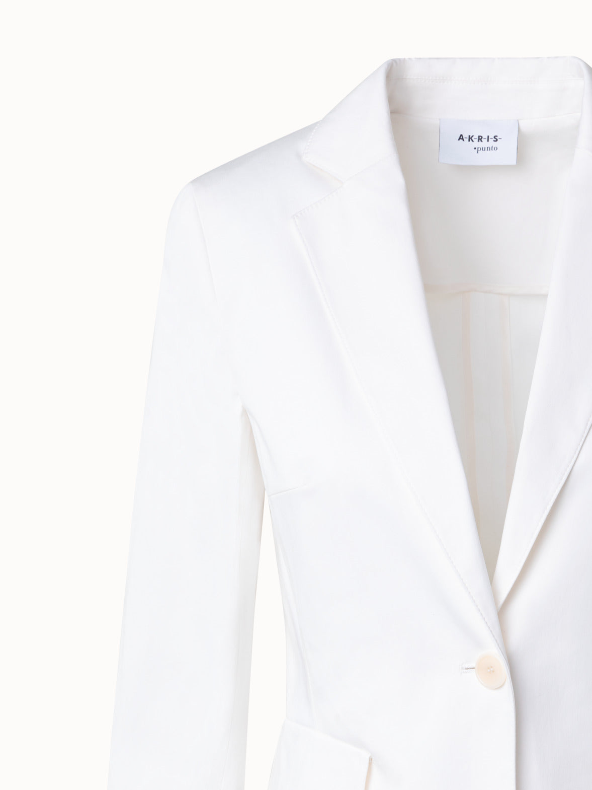 Cotton Stretch Jacket with Lapel Collar - white - ecru