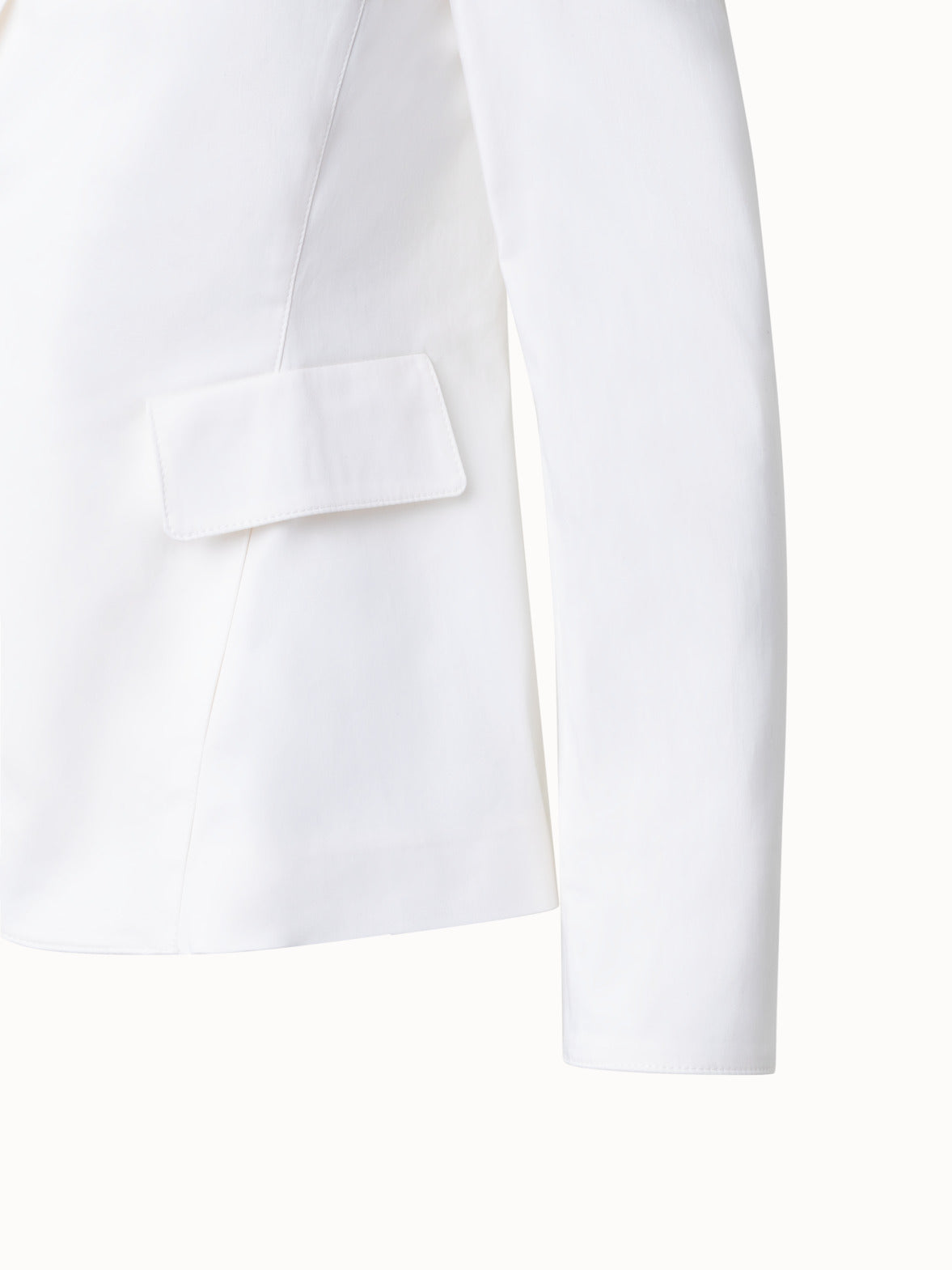Cotton Stretch Jacket with Lapel Collar - white - ecru