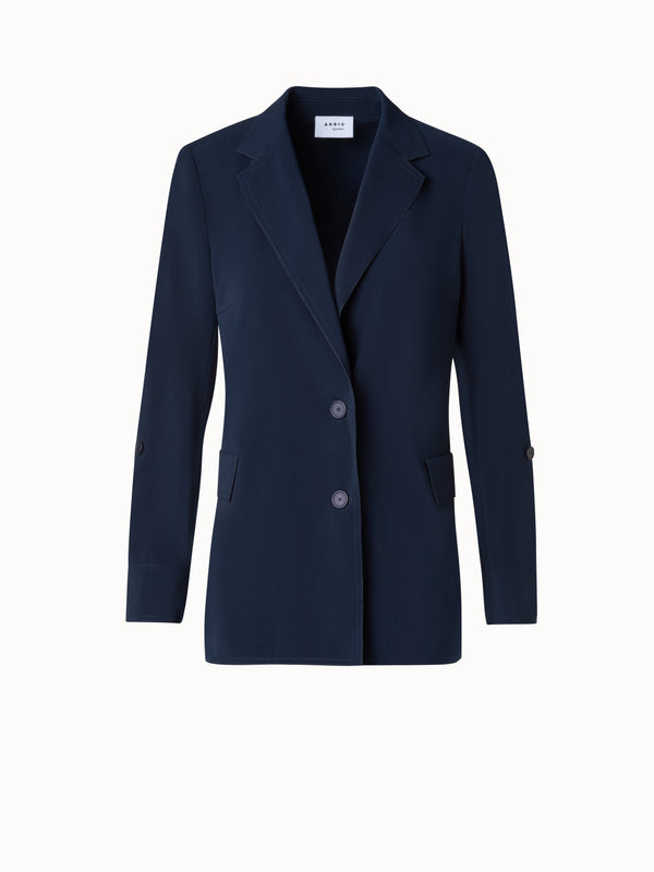 Boyfriend Blazer in Light Signature Lasercut Fabric - blue - navy