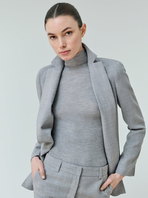 Kaschmir-Seiden-Strickpullover mit Stehkragen