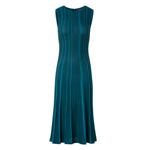 Ärmelloses Strickkleid aus Seiden-Ripp-Lurex