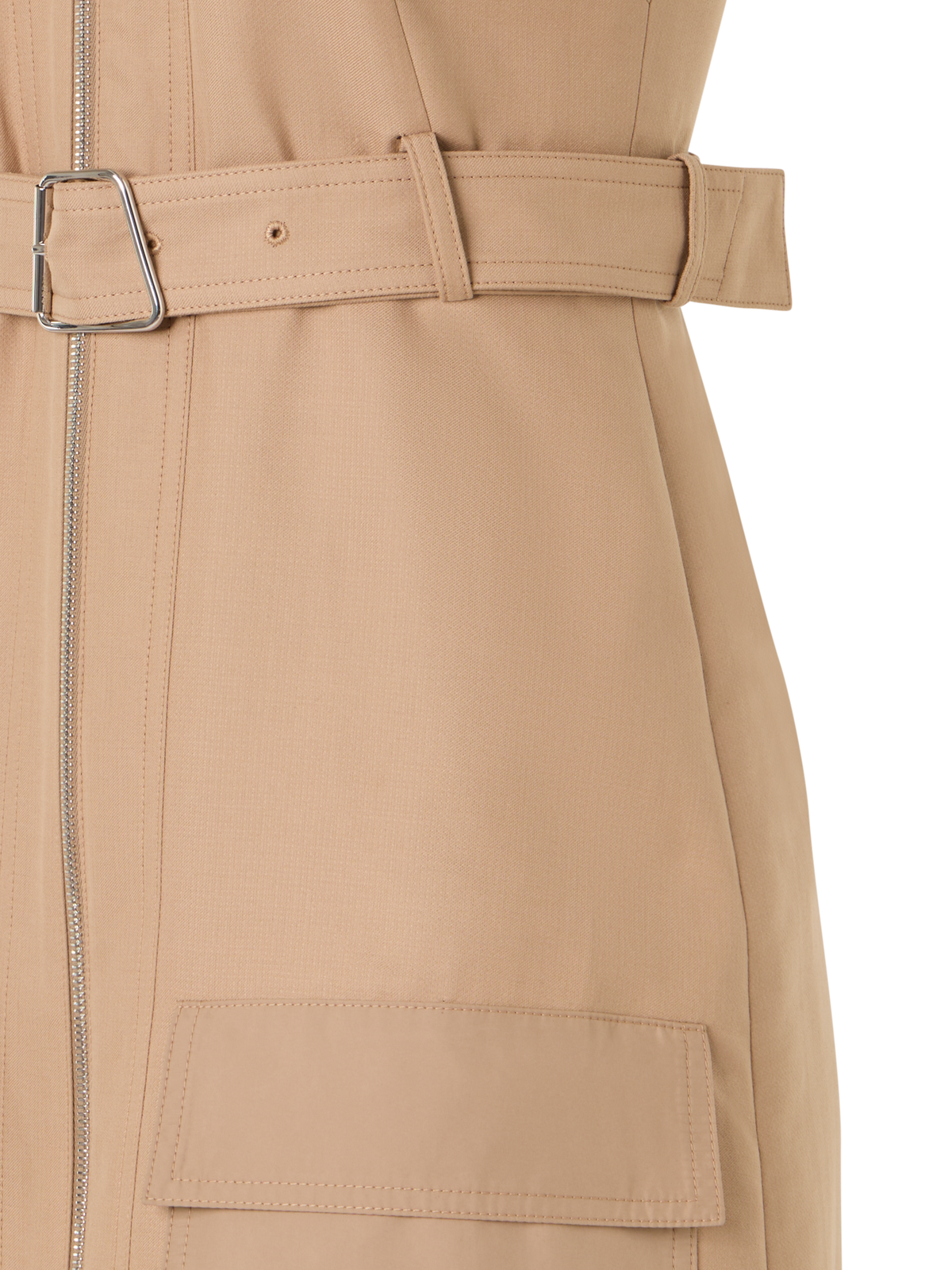 Designer Kurzärmeliges Kleid aus Baumwoll-Doubleface - Beige