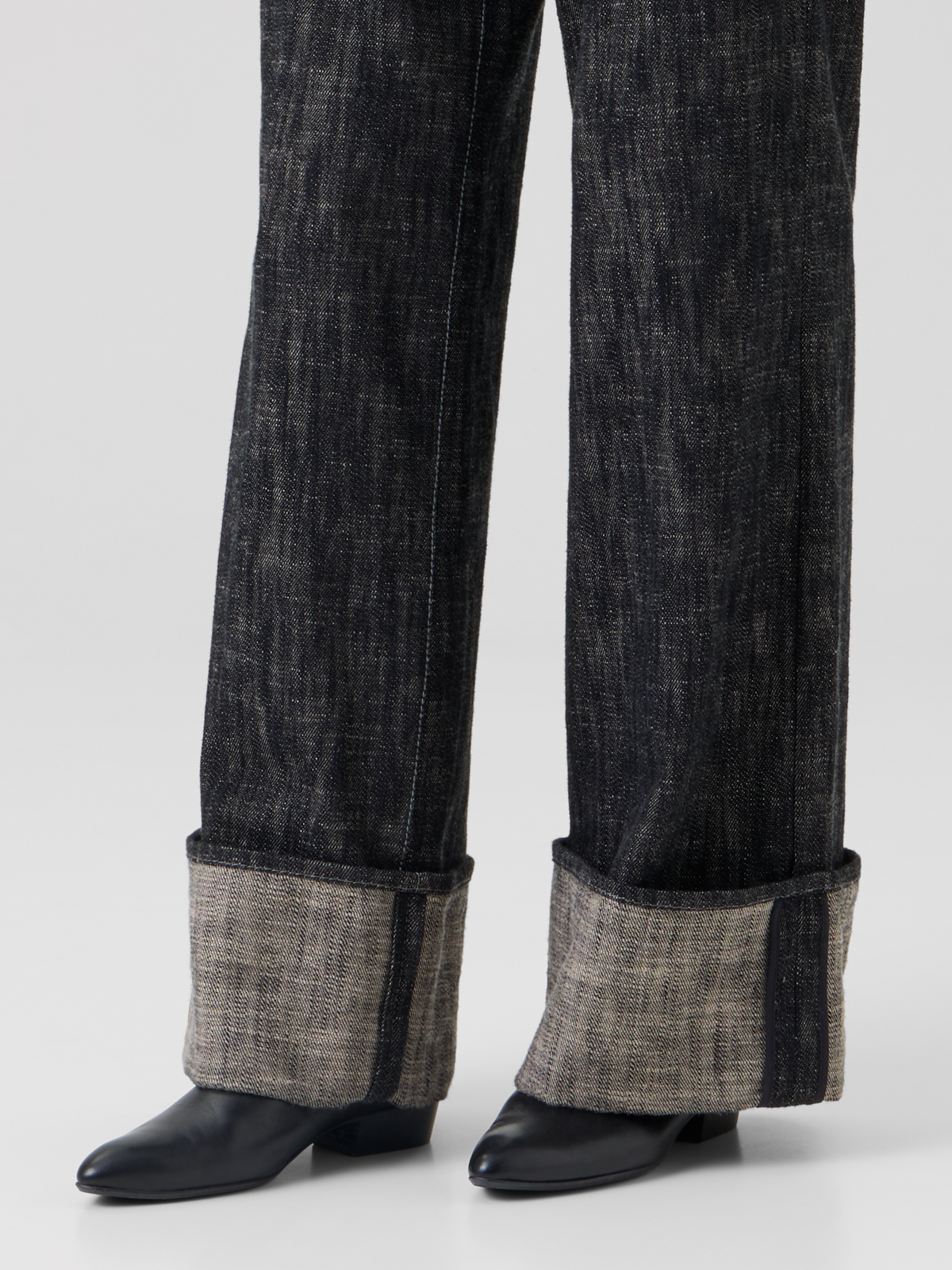 Designer Cooper Wide-Leg Hose aus schwerem, gewaschenem Baumwoll-Denim - Schwarz #editorial