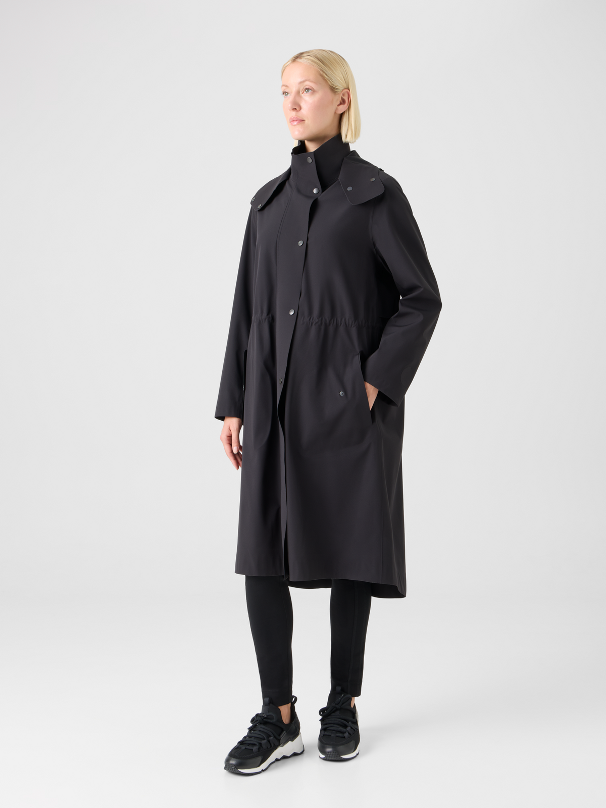 Designer Wasserabweisender, taillierter Techno-Parka - Schwarz #editorial