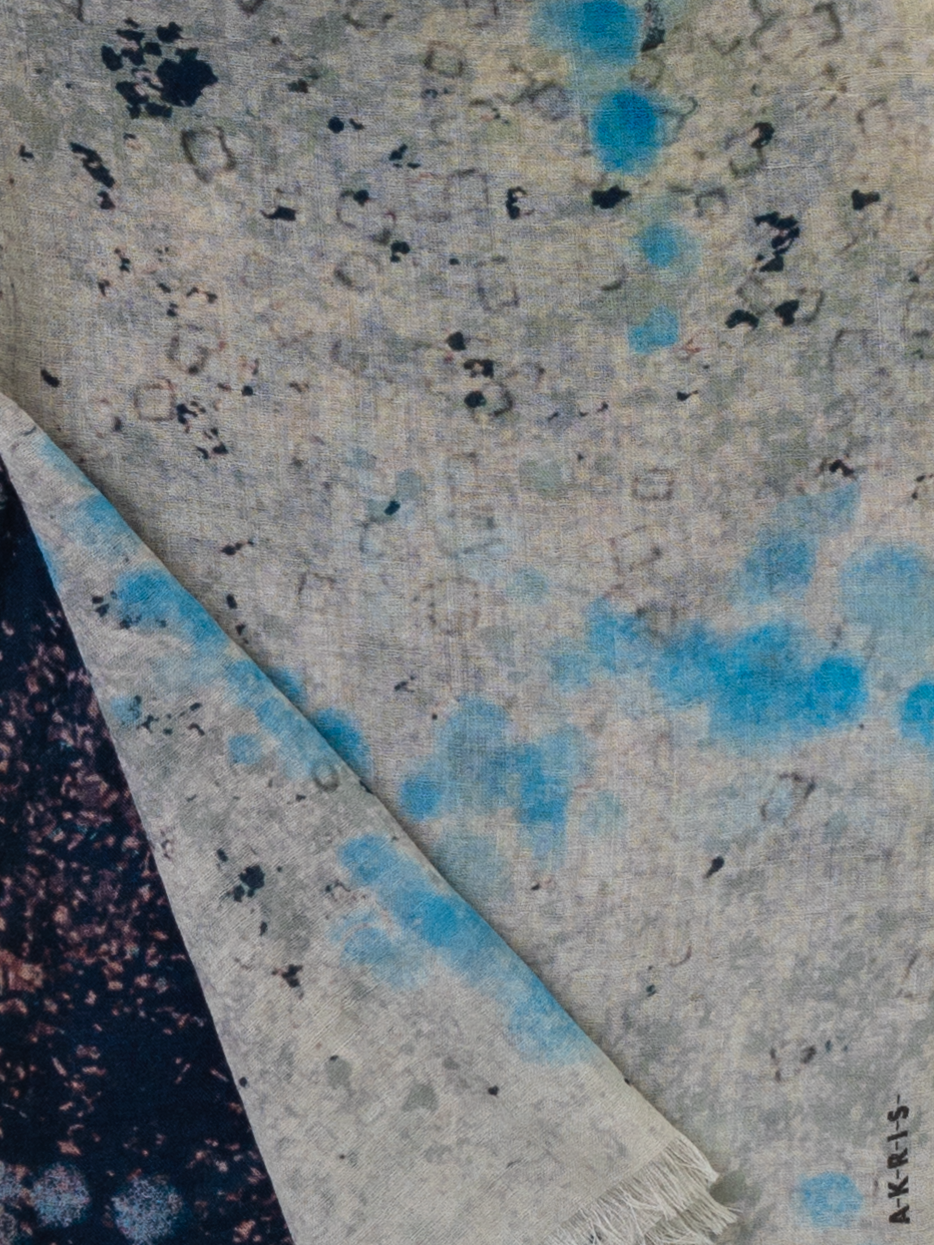 Designer Kaschmirseidenschal mit Waterlilly-Druck - Bunt