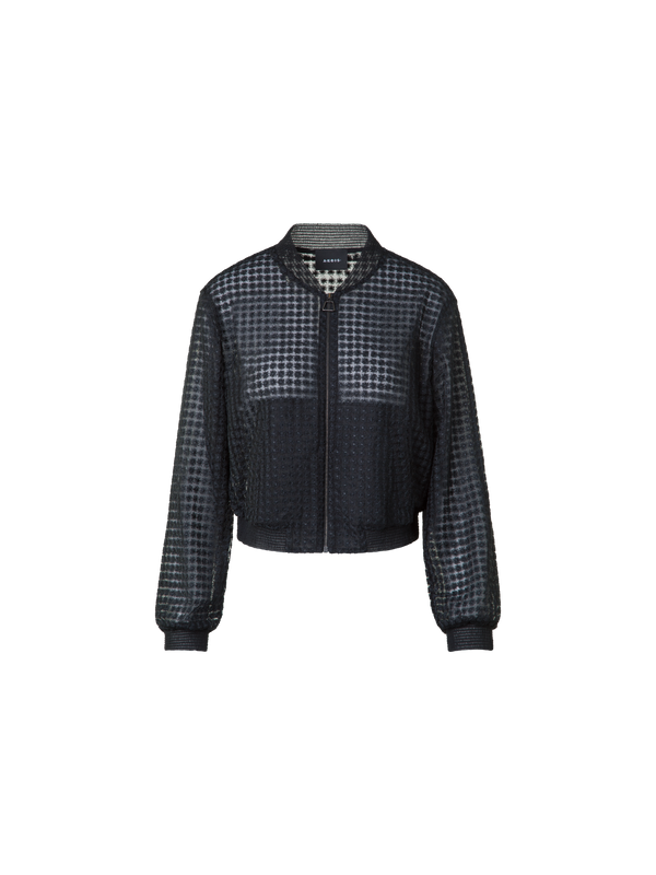 Designer Bomberjacke mit Blumen-Stickerei - Schwarz