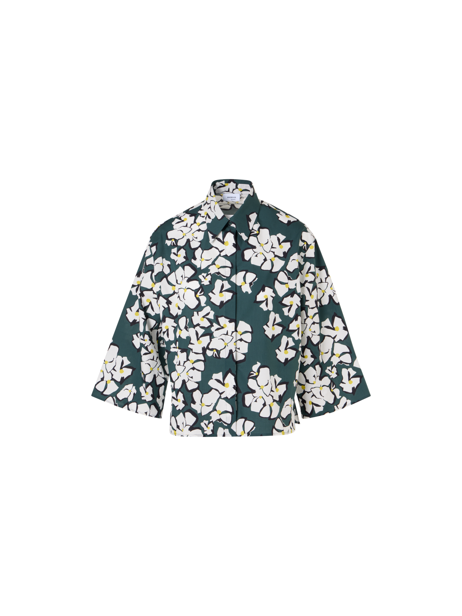 Designer Hemdbluse mit Papercut Flower Print - Grün