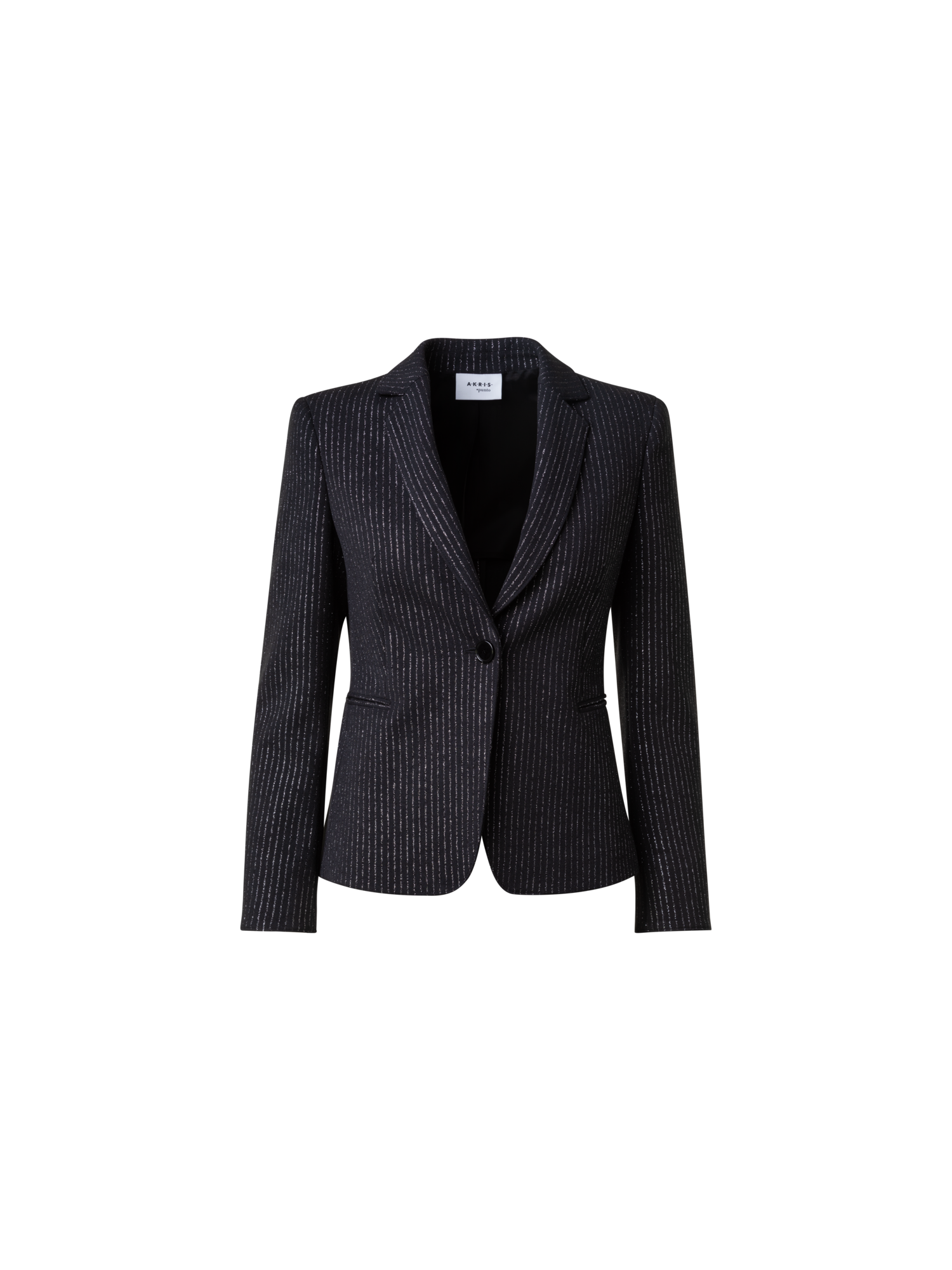 Designer Blazer mit metallischen Nadelstreifen - Schwarz