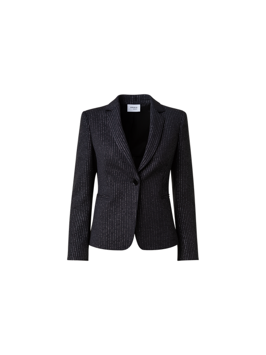 Designer Blazer mit metallischen Nadelstreifen - Schwarz