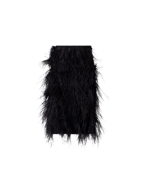 Designer Woll Doubleface Feathered Pencil Skirt - Schwarz