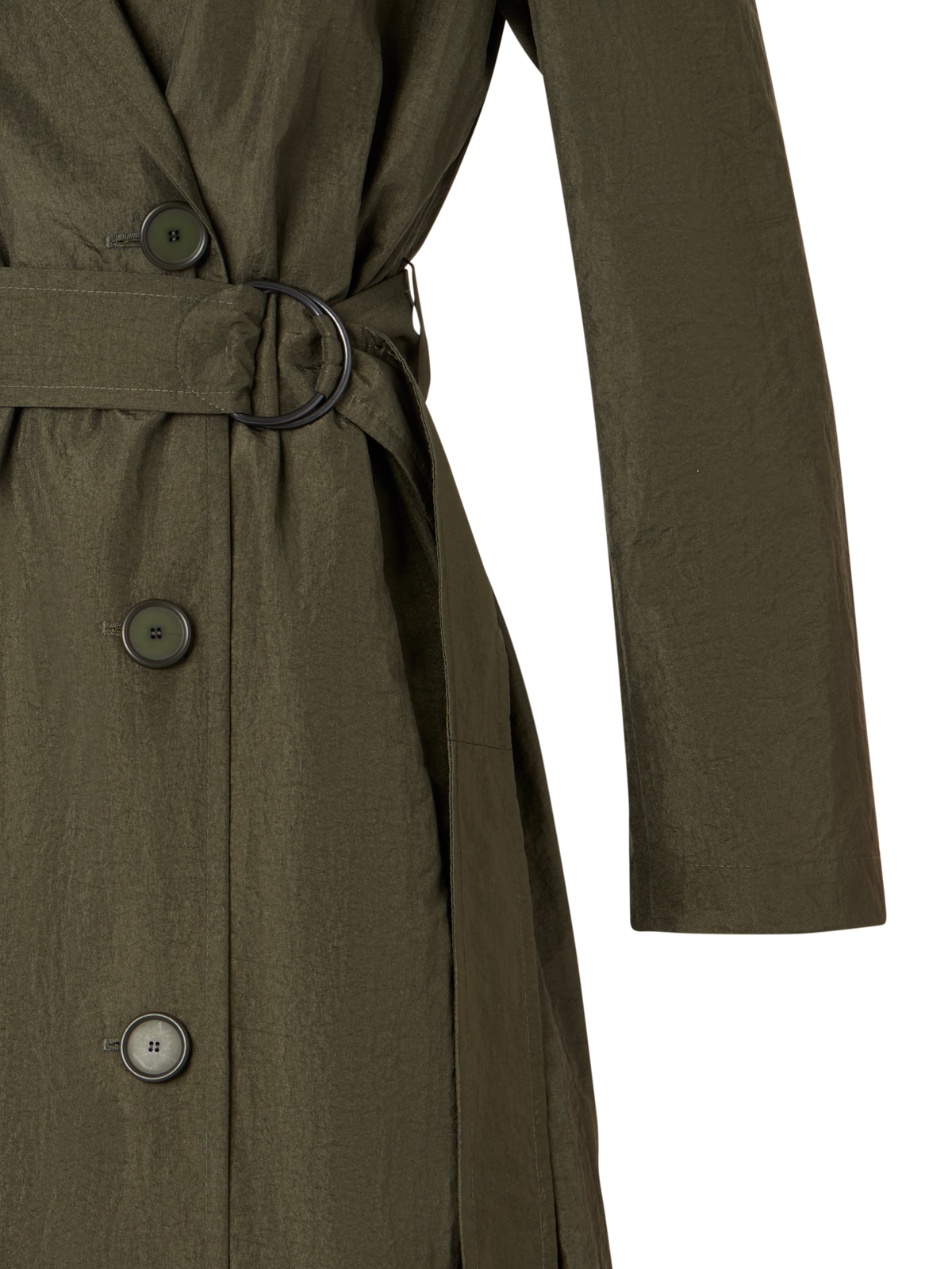 Designer Langärmeliger Trenchcoat aus Crinkled-Parachute-Taft - Grün