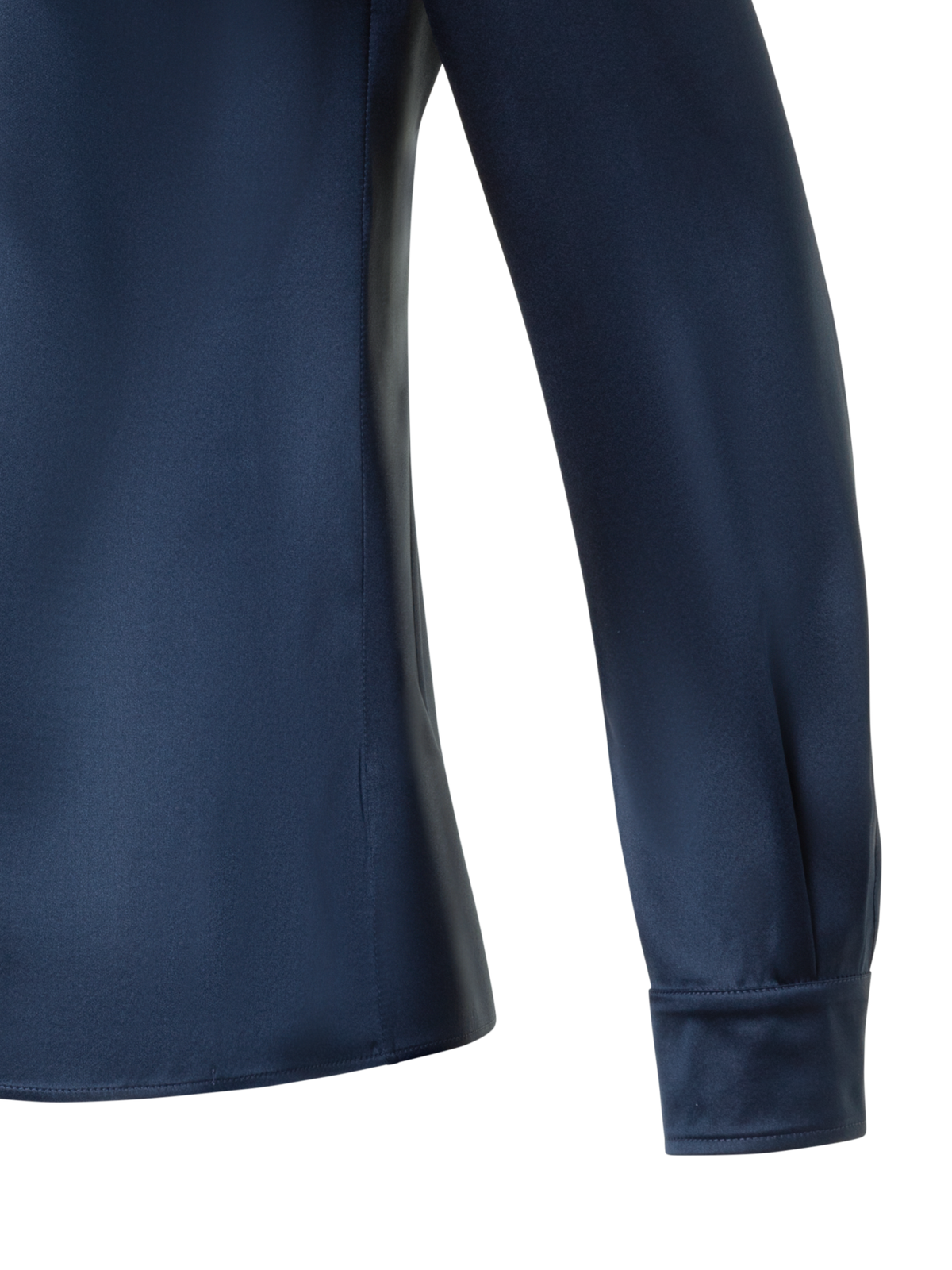 Designer Stretch-Seidensatin Hemdbluse - Dunkelblau - Blau