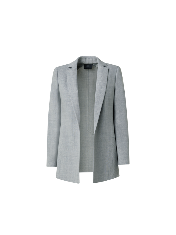 Designer Blazer aus Woll-Doubleface mit langem Revers - Grau