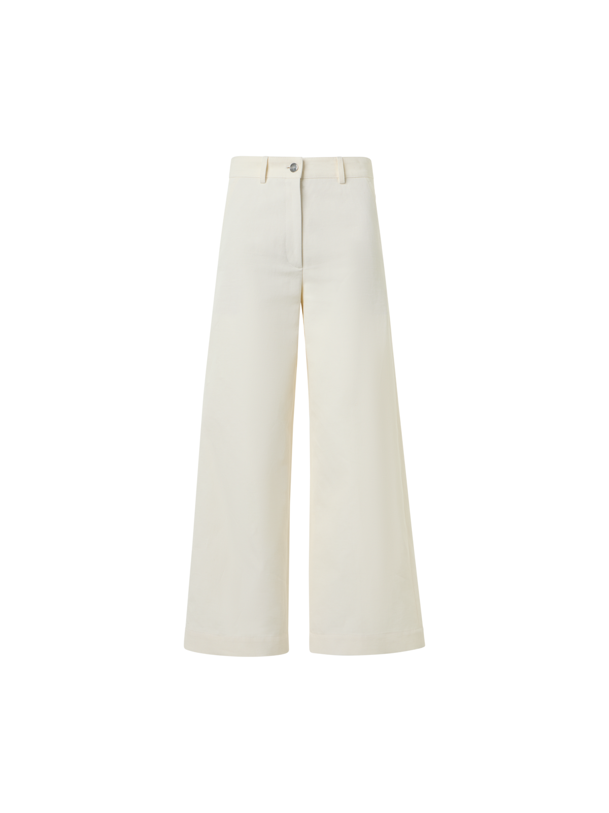 Designer Verkürzte Hose aus Baumwoll-leinen Gabardine mit weitem Bein - Ecru