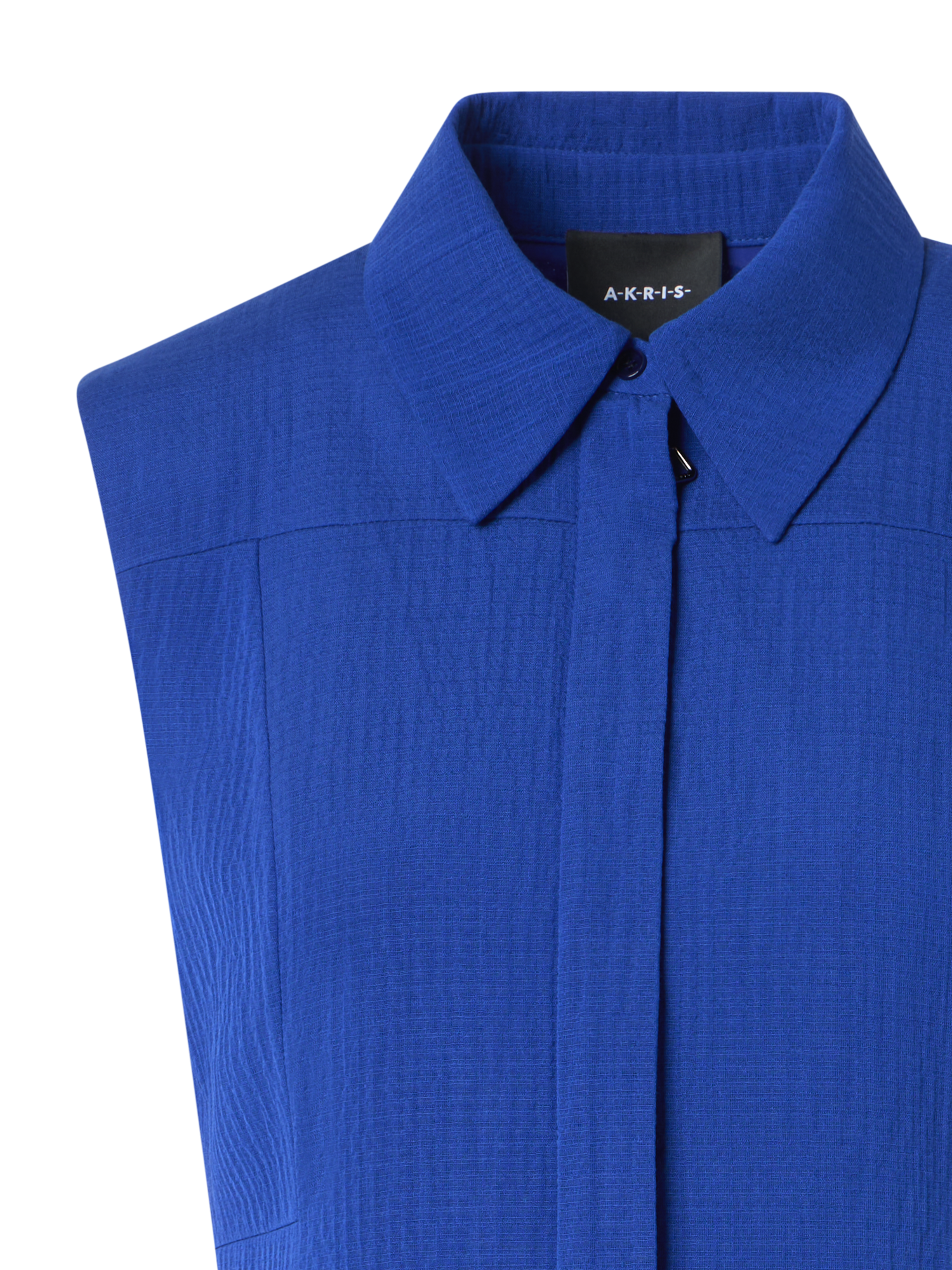 Designer Midi-Hemdblusenkleid aus strukturierter Baumwollseide - Blau