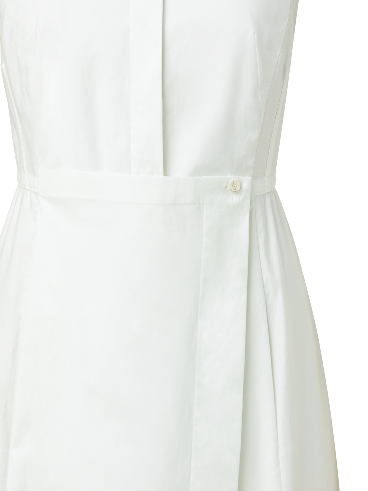 Designer Ärmelloses Baumwoll Popeline Stretch Hemdblusenkleid mit Schürzendetail
