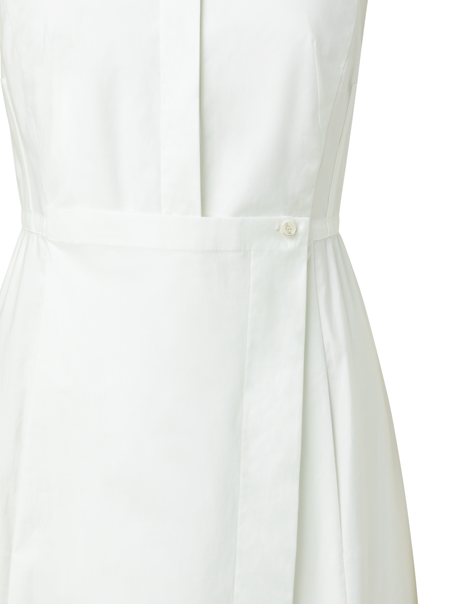 Designer Ärmelloses Baumwoll Popeline Stretch Hemdblusenkleid mit Schürzendetail